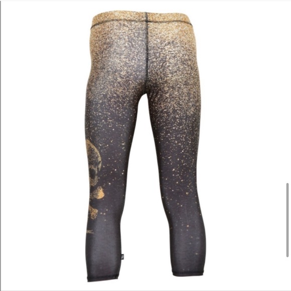 Terez Glitter Leggings Black Gold Medium soulcycle - Picture 5 of 6